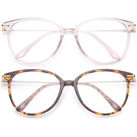 Gaoye Blue Light Blocking Glasses - Trending Round TR90 Frames, Metal Arms, UV400 Protection - Matching Soft Case