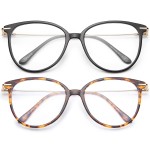 Gaoye Blue Light Blocking Glasses - Trending Round TR90 Frames, Metal Arms, UV400 Protection - Matching Soft Case