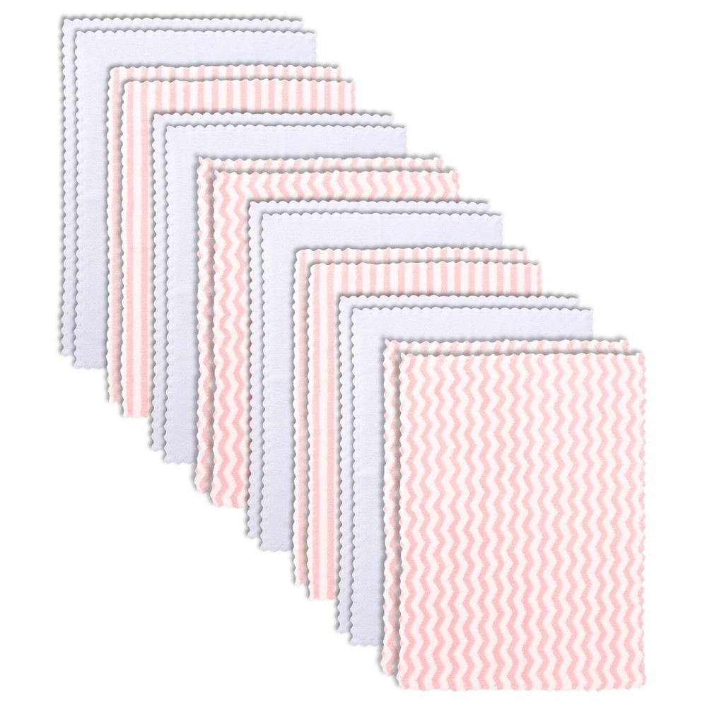 16 Pack Super Soft Baby Burp Cloths, Baby Washcloths, Ultra Absorbent Large Newborn Burping Cloth for Boy and Girl, Milk Spit Up Rags, Unisex for Baby Sensitive Skin, Pink and White, 16  12 Inch