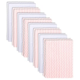 16 Pack Super Soft Baby Burp Cloths, Baby Washcloths, Ultra Absorbent Large Newborn Burping Cloth for Boy and Girl, Milk Spit Up Rags, Unisex for Baby Sensitive Skin, Pink and White, 16  12 Inch
