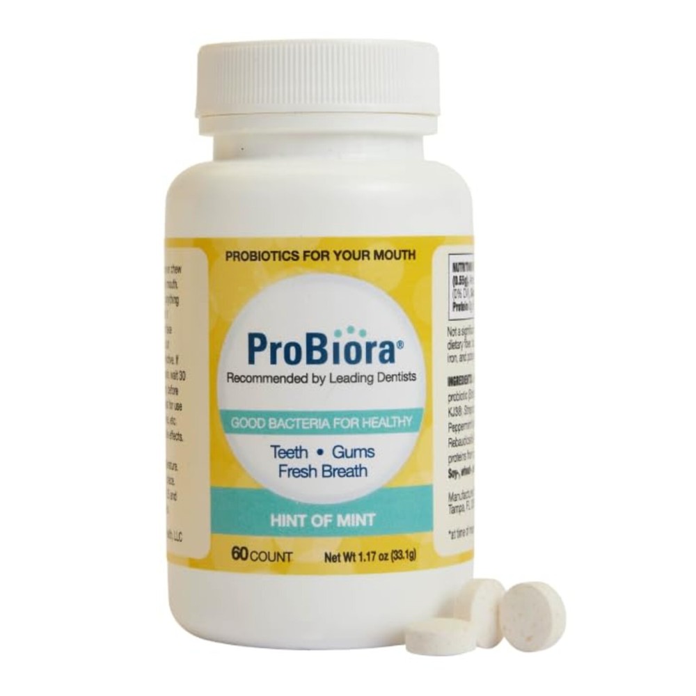 ProBiora Oral-Care Chewable Probiotic Tablets | Probiotic Supplement for Women & Men | Healthier Teeth & Gums | Fresher Breath | Whiter Teeth | 60 Count | Mint
