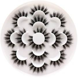 Veleasha Lashes 5D Faux Mink Lashes False Eyelashes Handmade Dramatic Eye Lashes Wispy Fluffy Fake Lashes Spike Eyelashes Luxurious Volume 18mm Fake Eyelashes 7 Pairs Pack (3D07)