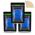 Wax Beads for Hair Removal 10.5oz (300g), Auperwel Hard Wax Beads Beans for Sensitive Skin Brazilian Waxing, Face, Bikini, Eyebrow, Legs, Painless for Women Men, 3 packs Kit with 10 Sticks