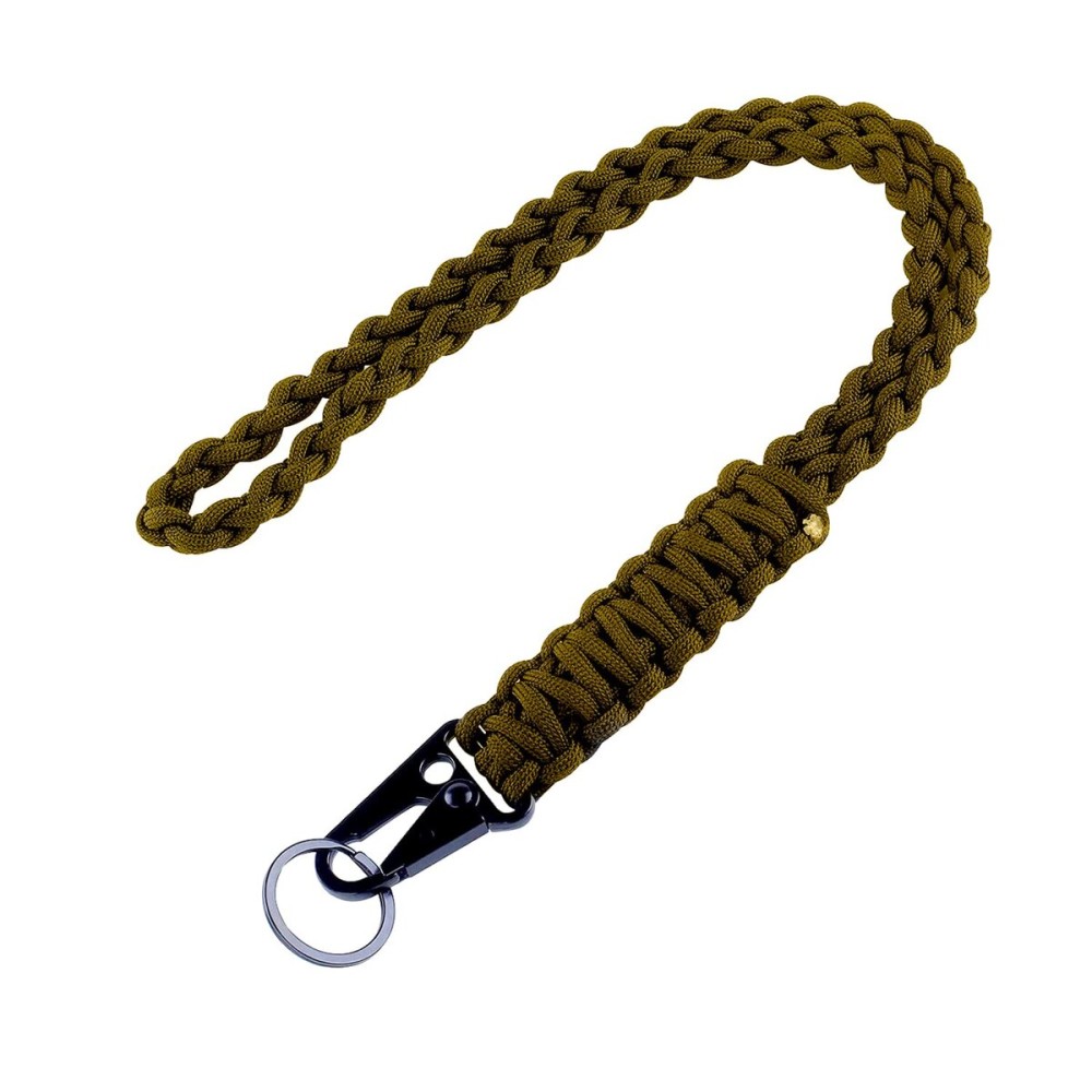 Heavy Duty Braided 550 Paracord Neck Lanyard Keychain for Men Women Outdoor Survival, Parachute Rope Necklace Keychains with HK Clip Key Ring for ID Card Badge Holder, Camera, Wallet and Keys (Army