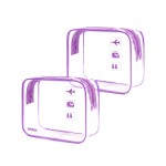 WANDF TSA Approved Toiletry Bag, 2 Packs Travel Clear Toiletry Bag, Quart Size Makeup Cosmetic Pouch with Zipper, Carry-On Airport Compliant Bag for Women and Men (2pcs Purple)