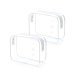 WANDF TSA Approved Toiletry Bag, 2 Packs Travel Clear Toiletry Bag, Quart Size Makeup Cosmetic Pouch with Zipper, Carry-On Airport Compliant Bag for Women and Men (2pcs White)