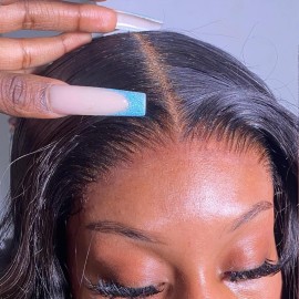 BEEOS 5x5 Skinlike Real HD Lace Closure Piece, 0.10mm Ultra-thin Melted Invisible Human Hair Closure Only Pre Plucked Natural Color 22 Inch