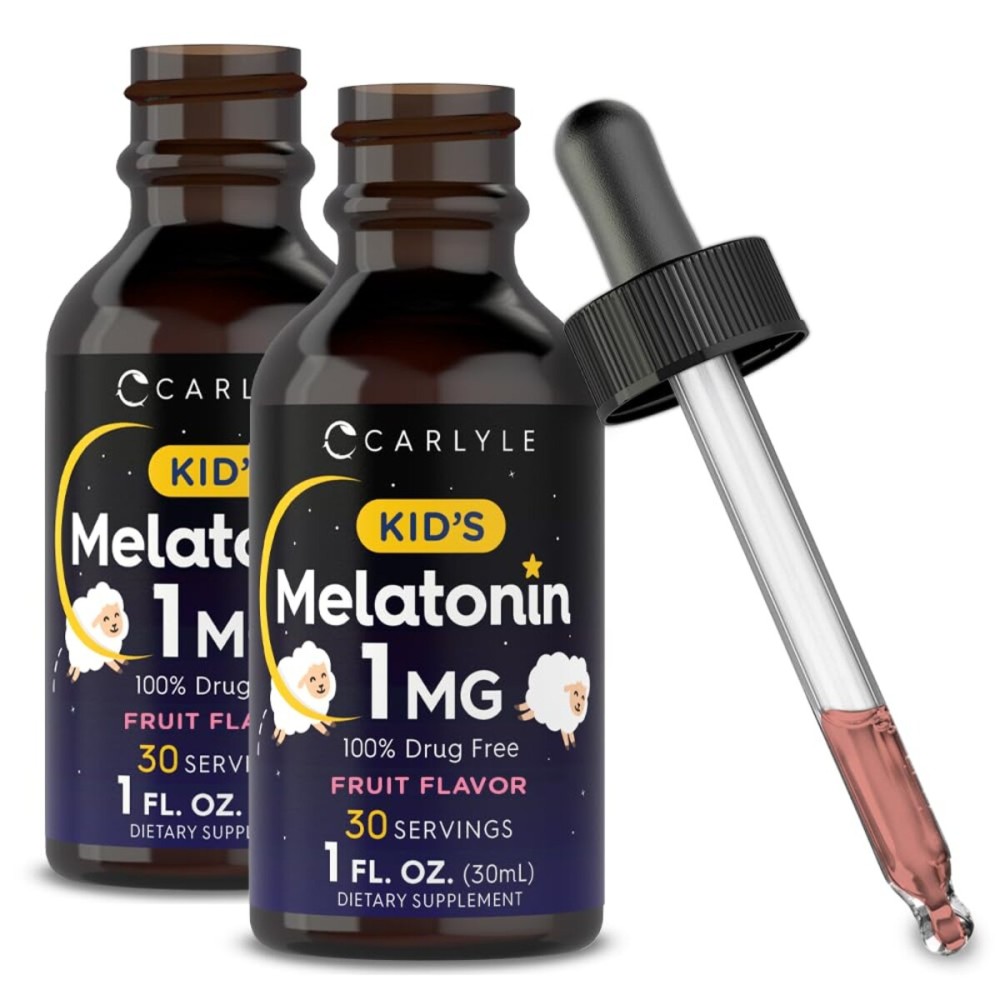 Carlyle Kids Melatonin Liquid | 1 fl oz | Two Pack | Fruit Flavor | Drug Free Childrens Supplement