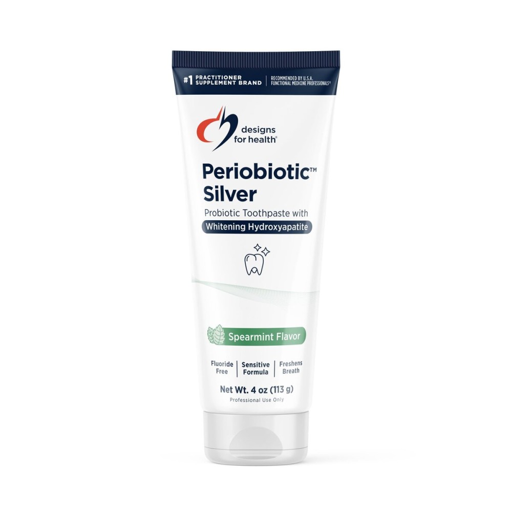 Designs for Health Periobiotic Silver Hydroxyapatite Toothpaste - Fluoride Free Toothpaste with Oral Probiotics with Whitening Hydroxyapatite - Supports Gum Health & Remineralization (4oz Mint)