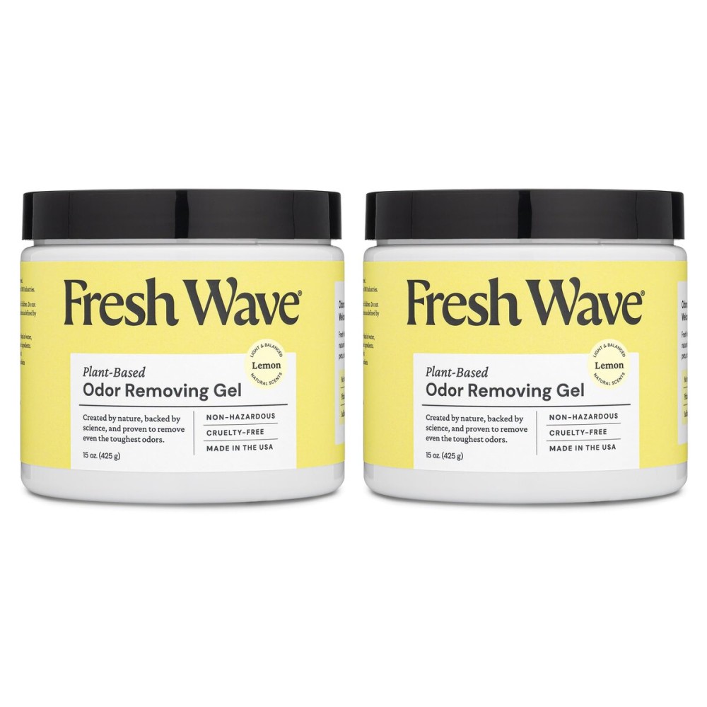 Fresh Wave Lemon Odor Removing Gel, 15 oz., Pack of 2 - Safer Odor Absorbers for Home, Natural Plant-Based Odor Eliminator, Every 15 oz. lasts 30-60 Days, For Cooking, Trash & Pets