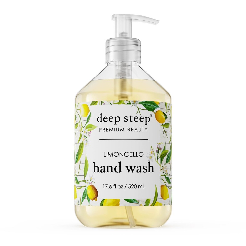 Deep Steep Liquid Hand Wash, Limoncello, 17.6 oz - Moisturizing Cleanser with Olive Oil, Aloe Vera, Glycerin & Hyaluronic Acid - Vegan, Clean Beauty, Soft & Nourished Hands