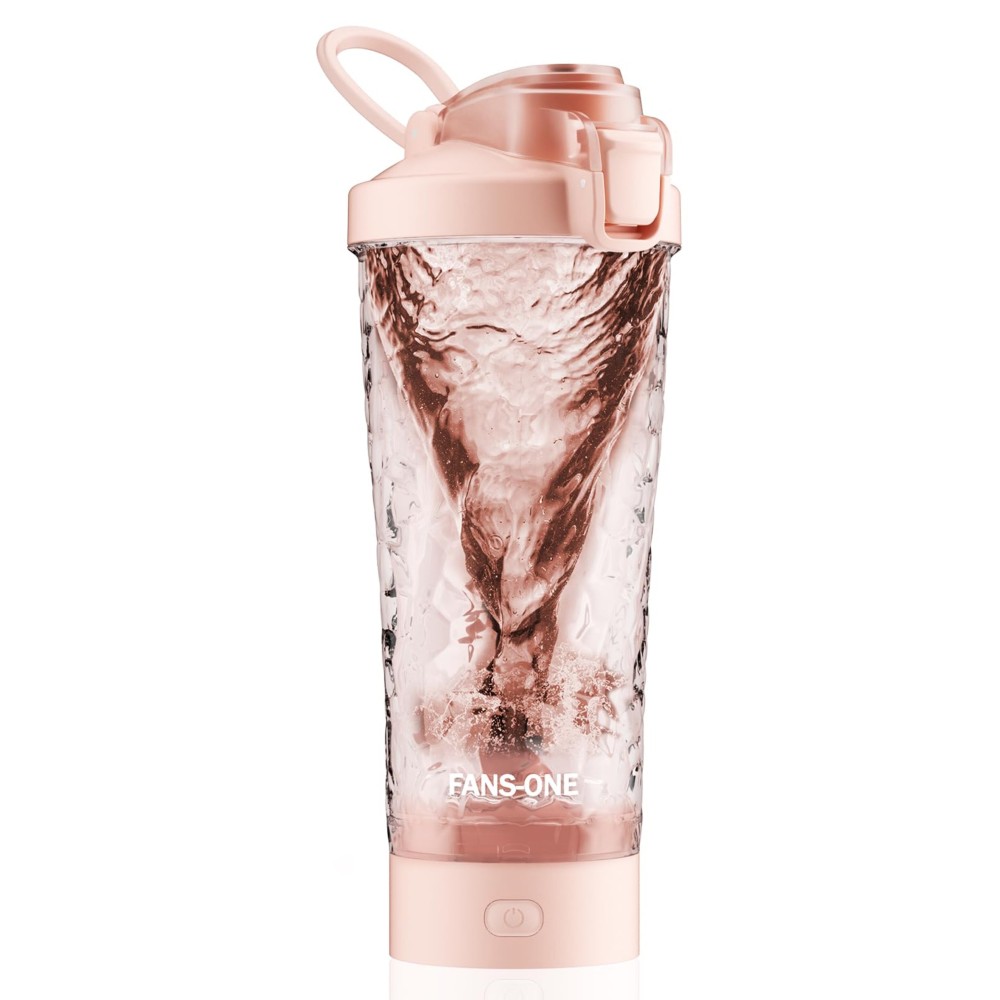 Electric Protein Shaker Bottle, 24oz Lockable Electric Blender Cup, Tritan USB Rechargeable Protein Shake Mixer, Blender Shaker Cups for Protein Shakes, Pink