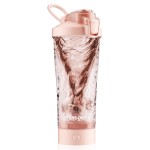 Electric Protein Shaker Bottle, 24oz Lockable Electric Blender Cup, Tritan USB Rechargeable Protein Shake Mixer, Blender Shaker Cups for Protein Shakes, Pink