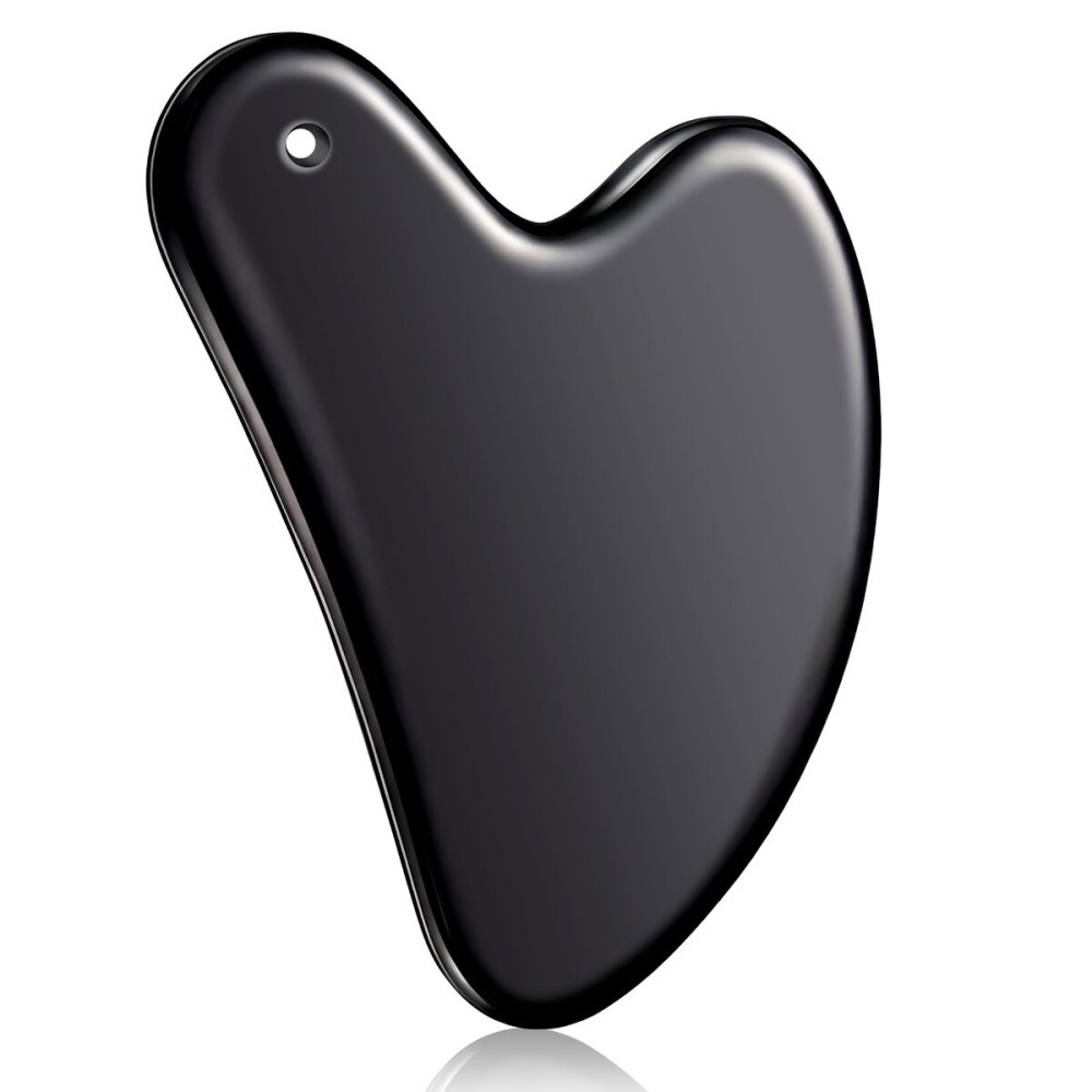 Nuanchu Stainless Steel Gua Sha Facial Tools Metal Guasha Tool for Face Body Jawline Shaper, Double Chin Reducer, Puffiness Reducing, Lymphatic Drainage Massager Skin Care Gift with Pouch(Black)