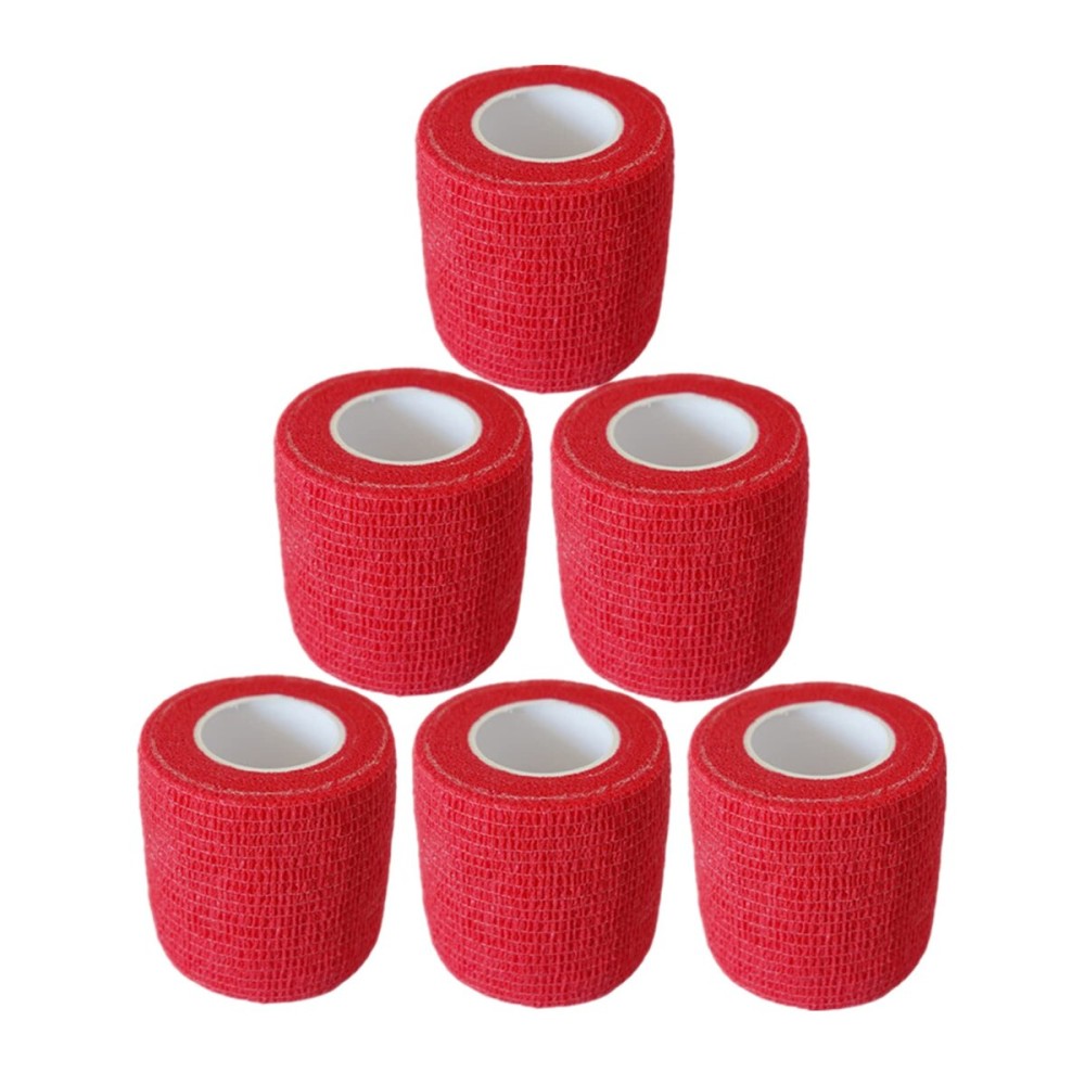 Baisunt 6 Pack 2 Inches Cohesive Bandage Self Adhesive Wrap Elastic Self Adherent Vet Wrap Breathable Self Stick Tape for Wrist, Ankle, Sports, Tatoo Wrap(5 Yards, Red)
