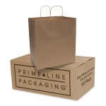 Prime Line Packaging Brown Paper Bags, Kraft Shopping Bags with Handles for Small Business, Restaurants, Takeout, Delivery, Bulk, 14x10x16.5, 50 Pack