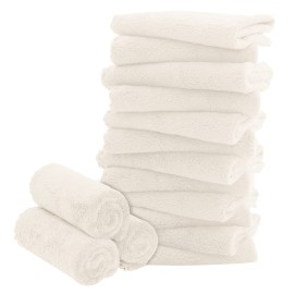 16 Pack Baby Washcloths - Luxury Coral Fleece - Extra Absorbent and Soft Wash Clothes for Newborns, Infants and Toddlers - Suitable for Sensitive Skin and New Born - Baby Shower - Cream, 10x10 Inch