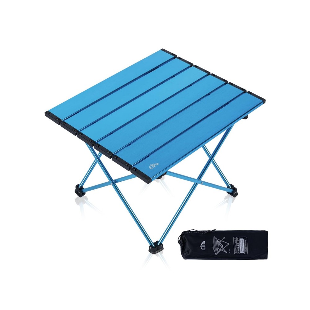 iClimb Ultralight Compact Camping Folding Table with Carry Bag (Blue - S)