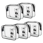 Lermende 2pcs Clear Toiletry Bag TSA Approved Travel Bag,Carry On for Travel,Airport Airline Accessories Compliant Bag,Quart Sized Makeup Cosmetic bag Women Men (Black, 5 Pack)