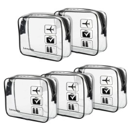 Lermende 2pcs Clear Toiletry Bag TSA Approved Travel Bag,Carry On for Travel,Airport Airline Accessories Compliant Bag,Quart Sized Makeup Cosmetic bag Women Men (Black, 5 Pack)