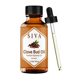 Siva Clove Bud Essential Oil - 1 Fl Oz - 100% Natural Clove Bud Oil - for Diffuser, Face, Skin Care, Aromatherapy, Hair Care, Scalp and Body Massage - with Dropper