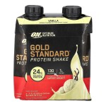 Optimum Nutrition Gold Standard Protein Shake, 24g Protein, Ready to Drink Protein Shake, Gluten Free, Vitamin C for Immune Support, Vanilla, 11 Fl Oz, Pack of 4 (Packaging May Vary)
