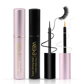 EMEDA False Eyelash Glue Super Strong Hold Clear Black Glue Professional Latex Free Waterproof Best Black White Strip Eyelash Adhesive Suitable for Sensitive Eyes Lash Adhesive
