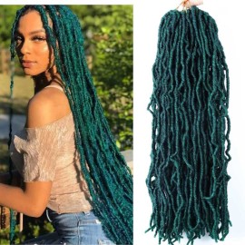 24 Inch Soft Locs Crochet Hair Pre Looped 6 Packs Faux Locs Crochet Braids Goddess Locs Dreadlocs Synthetic Hair For Black Women (M1B/DGREEN, 24 Inch (Pack of 6))