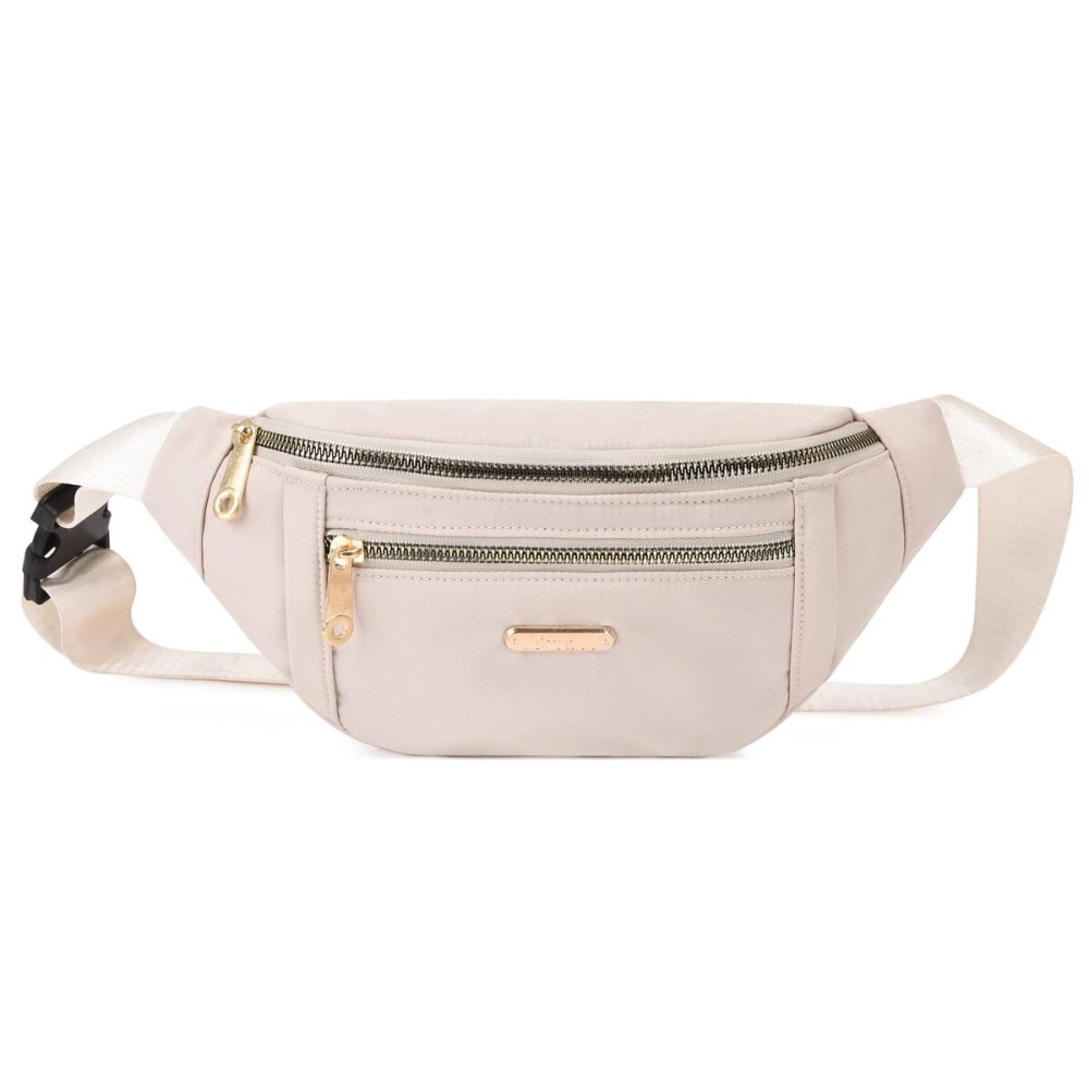 DAITET Fashionable White Fanny Pack for Men&Women, Crossbody Waist Bag with Adjustable Belt, Large Capacity Bum Bag for Traveling Hiking Cycling Workout Casual(Milky White)