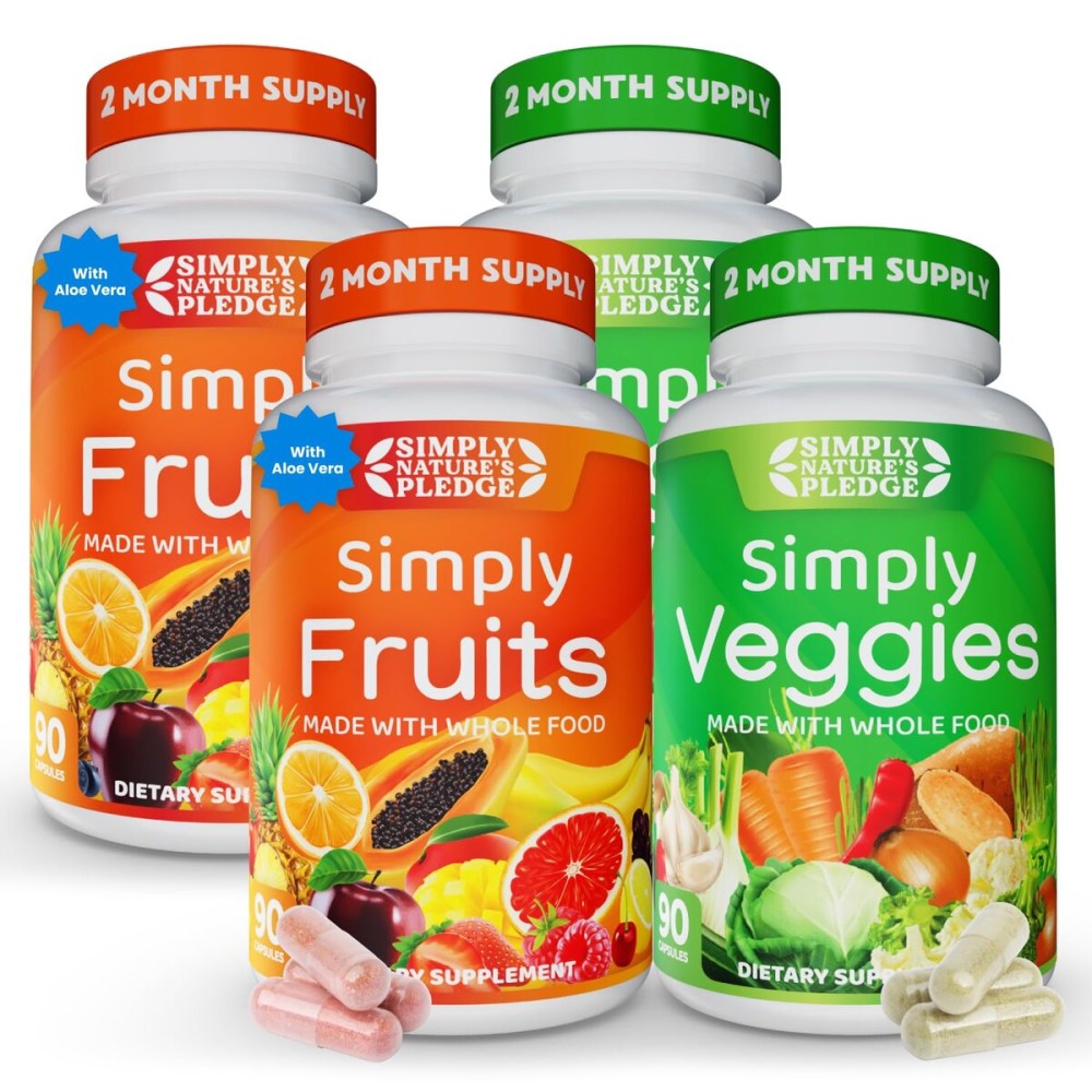 Simply Nature\'s Pledge - Packed with 42 Different Fruits & Vegetables - 2-Month Supply - Made with Real, Non-GMO Whole Foods - Supports Energy & Overall Wellness - Soy-Free - 360 Capsules