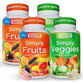 Simply Nature\'s Pledge - Packed with 42 Different Fruits & Vegetables - 2-Month Supply - Made with Real, Non-GMO Whole Foods - Supports Energy & Overall Wellness - Soy-Free - 360 Capsules