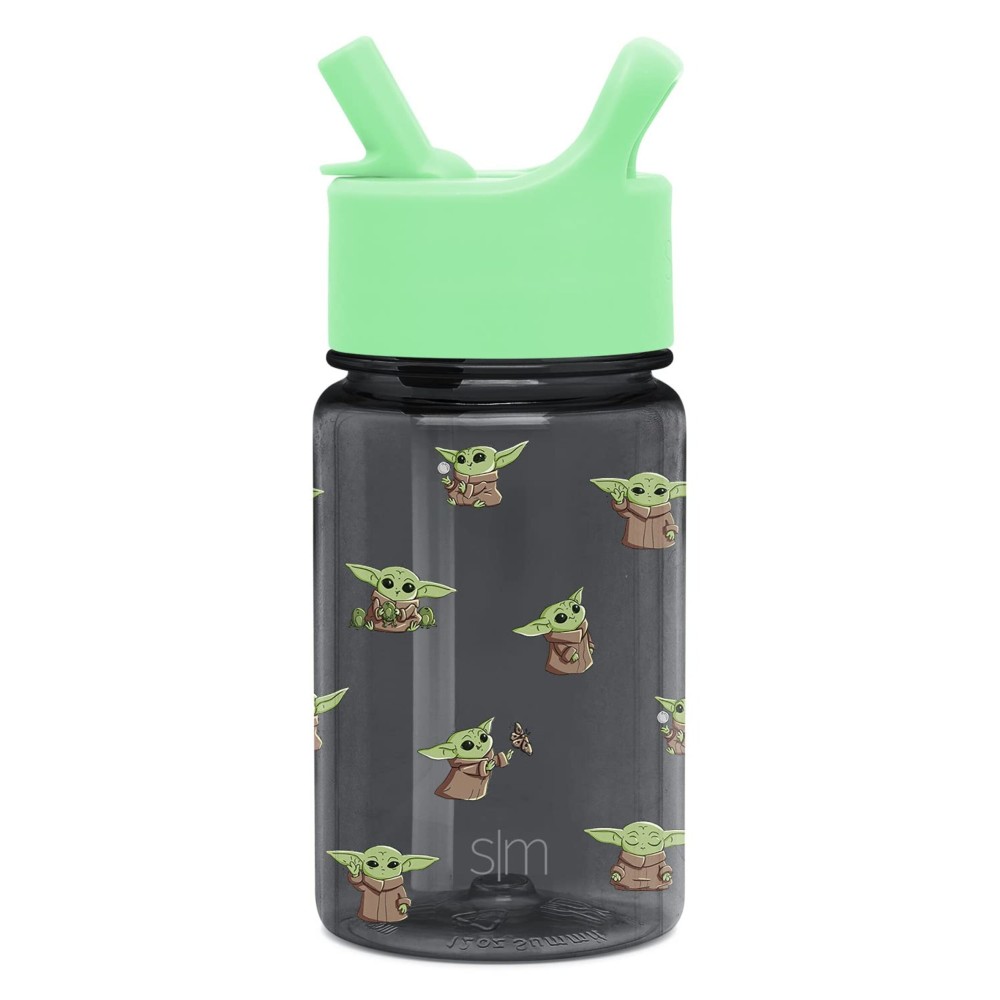 Simple Modern Star Wars The Mandalorian Baby Yoda Grogu Kids Water Bottle Plastic BPA-Free Tritan Cup with Leak Proof Straw Lid | Durable for Toddlers, Boys | Summit Collection | 12oz