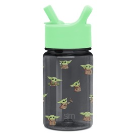 Simple Modern Star Wars The Mandalorian Baby Yoda Grogu Kids Water Bottle Plastic BPA-Free Tritan Cup with Leak Proof Straw Lid | Durable for Toddlers, Boys | Summit Collection | 12oz