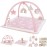 Washable Tummy Time Mat, Baby Play Gym with 6 Featured Toys, Baby Gym for Infant & Toddler, Larger Baby Play Mat, Deluxe Baby Play Mats for Floor, Sensory and Motor Skill Development, Non Slip, Pink