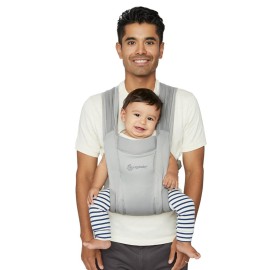 Ergobaby Embrace Baby Carrier Newborn to Toddler - Lightweight Ergonomic Baby Carriers - Cozy Essentials (7-25 Pounds), Soft Air Mesh, Soft Grey