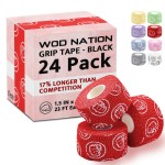 WOD Nation Weightlifting Thumb Wraps - Sweat-Proof Athletic Thumb Tape - Easy-Tear Strips for Gym & Rock Climbing - Blister Guard & Powerlifting Grip Tape - Pack of 24, 23 ft, Red
