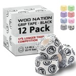 WOD Nation Hook Grip Athletic Tape - Sweatproof Grip Tape for Powerlifting & Weightlifting - Pack of 12, 23-ft Rolls, White