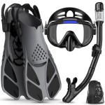 Ubekezele Snorkeling Gear for Adults Men Women,4 in 1 Snorkel Set with Panoramic View Diving Mask Anti-Fog Anti-Leak,Dry Top Snorkel,Fins and Travel Bag for Swimming,Snorkeling and Travel Diving