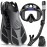 Ubekezele Snorkeling Gear for Adults Men Women,4 in 1 Snorkel Set with Panoramic View Diving Mask Anti-Fog Anti-Leak,Dry Top Snorkel,Fins and Travel Bag for Swimming,Snorkeling and Travel Diving