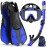 Ubekezele Snorkeling Gear for Adults Men Women,4 in 1 Snorkel Set with Panoramic View Diving Mask Anti-Fog Anti-Leak,Dry Top Snorkel,Fins and Travel Bag for Swimming,Snorkeling and Travel Diving