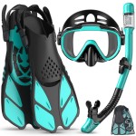 Ubekezele Snorkeling Gear for Adults Men Women,4 in 1 Snorkel Set with Panoramic View Diving Mask Anti-Fog Anti-Leak,Dry Top Snorkel,Fins and Travel Bag for Swimming,Snorkeling and Travel Diving