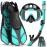 Ubekezele Snorkeling Gear for Adults Men Women,4 in 1 Snorkel Set with Panoramic View Diving Mask Anti-Fog Anti-Leak,Dry Top Snorkel,Fins and Travel Bag for Swimming,Snorkeling and Travel Diving