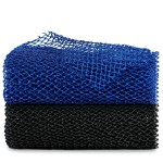 African Net Sponge, 2 Pieces Exfoliating Premium Nylon Bathing/Wash Net for Daily Back Body Scrub Scrubber Shower Net (Black, Blue) 