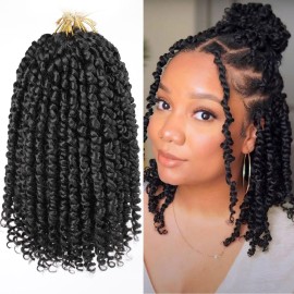 Leeven 10 Inch 8 Packs Pret wisted Passion Twist Crochet Hair Natural Black Pre-looped Short Bob Passion Twists Hair, Bohemian Passion Twist Crochet Braids Crochet Hair Extensions for Women