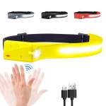 EGUKU Headlamp Rechargeable, Rechargeable LED Headlamps 1200Lumens 2 COB 230Wide Beam Headlight with Motion Sensor Bright 5 Modes Lightweight Waterproof Head Lamp for Outdoor Running, Camping Hiking