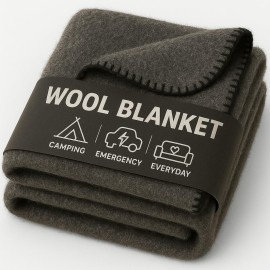 Wool Camping Blanket - 70% Wool Heavy-Duty Military Style Throw, Warm & Washable, Fire Retardant Cover for Emergency, Survival & Outdoor Use - Perfect for Camping, Car, Home & Hiking, Navy 66x90