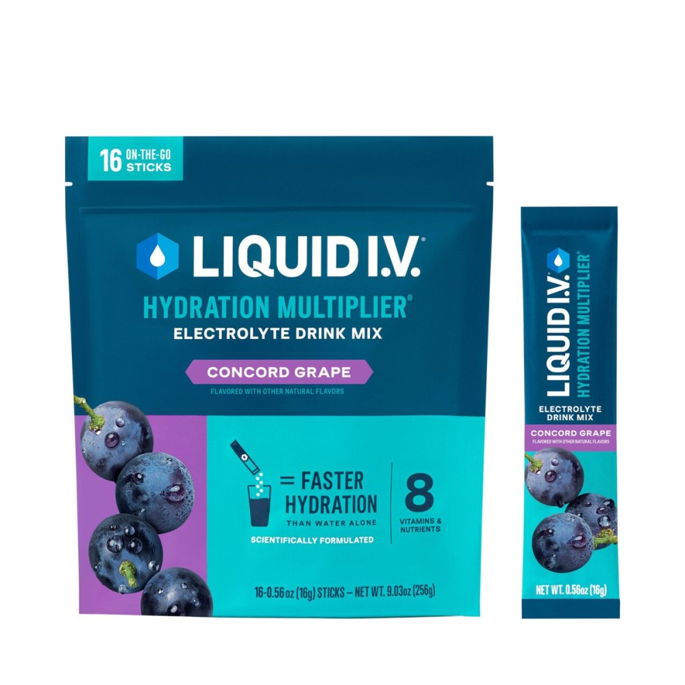 Liquid I.V. Hydration Multiplier - Concord Grape | Electrolyte Powder Drink Mix | 1 Pack (16 Servings)