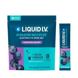 Liquid I.V. Hydration Multiplier - Concord Grape | Electrolyte Powder Drink Mix | 1 Pack (16 Servings)