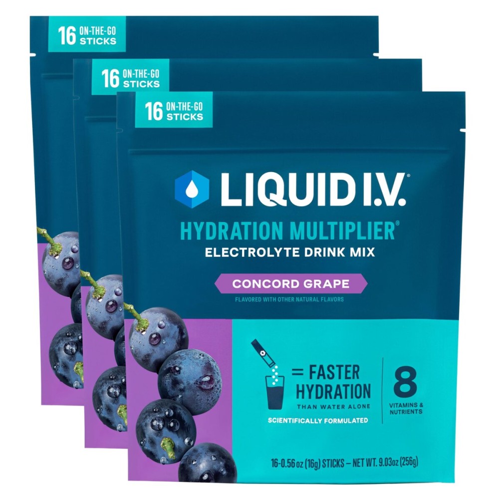 Liquid I.V. Hydration Multiplier - Concord Grape | Electrolyte Powder Drink Mix | 3 Pack (48 Servings)