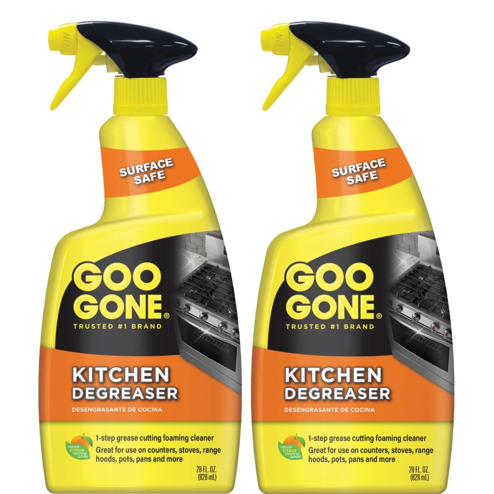 Goo Gone Foaming Kitchen Degreaser- Removes Baked-On Food, Grease, Splatter and Grime, 2 PACK 28 oz